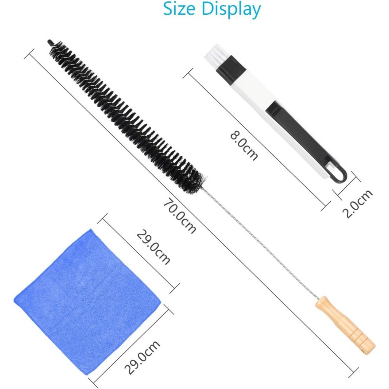 Radiator Brush Set, 3-piece Cleaning Set With A 70.5 Cm Brush, Black Grout Brush, And Blue Microfiber Cloth—a Handy Set For Radiators And Hard-to-reach Areas—hand Tools