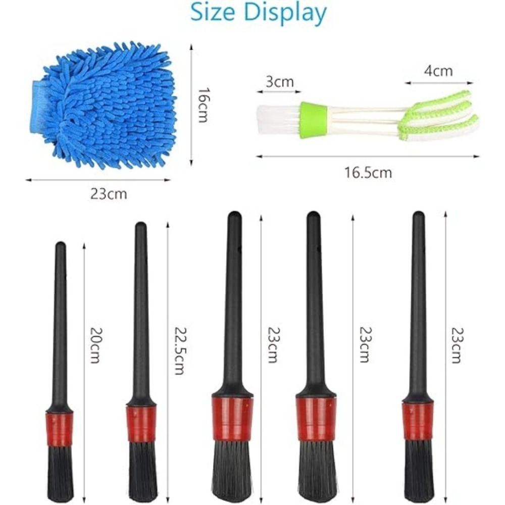 5-Piece Car Detailing Brush Set, Includes Brushes For Rims, Vents, And Upholstery, Versatile Cleaning Kit Accessories
